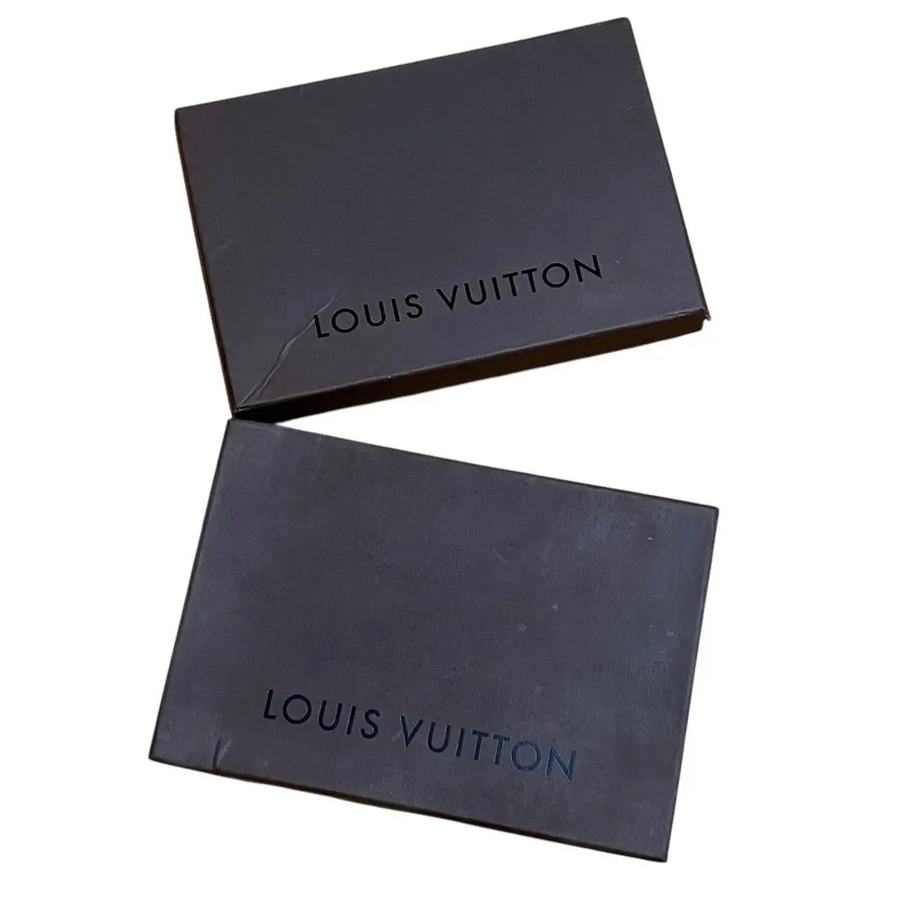 Louis Vuitton Gift Boxes Set Of 2 Brown Logo Rigid Tray Box Packaging Storage